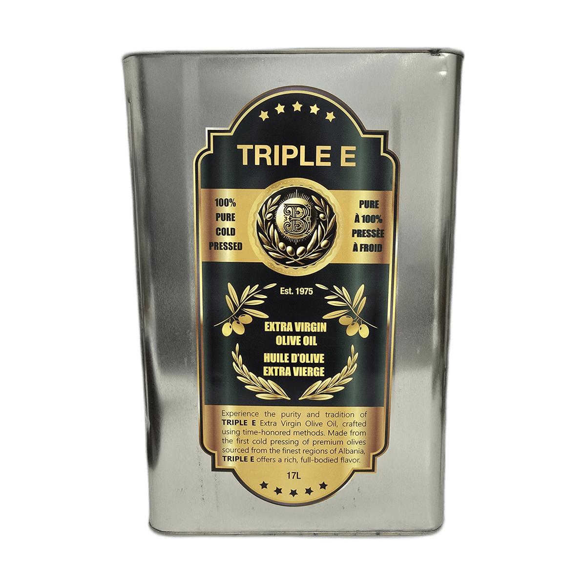 TRIPLE E extra virgin olive oil 17 litre tin